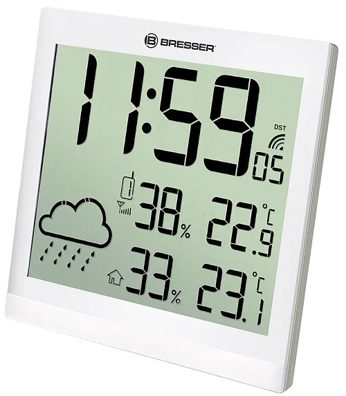 obraz stacja meteorologiczna Bresser TemeoTrend JC LCD RC (zegar ścienny), biała