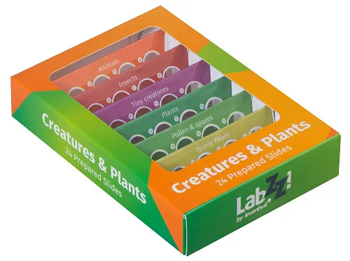 foto zestaw preparatów zwierzęcych i roślinnych Levenhuk LabZZ CP24,  1
