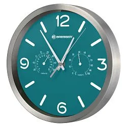 foto zegar ścienny Thermo/Hygro Bresser MyTime DCF 25 cm, niebieski benzyna