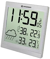 obraz stacja meteorologiczna Bresser TemeoTrend JC LCD RC (zegar ścienny), srebrna