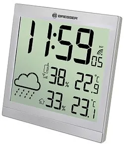 obraz stacja meteorologiczna Bresser TemeoTrend JC LCD RC (zegar ścienny), srebrna