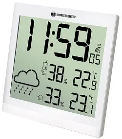 obraz stacja meteorologiczna Bresser TemeoTrend JC LCD RC (zegar ścienny), biała