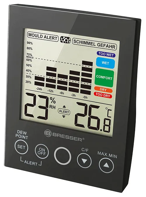 zdjęcie higrometr Bresser z alarmem pleśniowym, czarny,  1