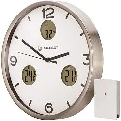 foto zegar ścienny Thermo/Hygro Optus MyTime Bresser MyTime io NX 30 cm, biały