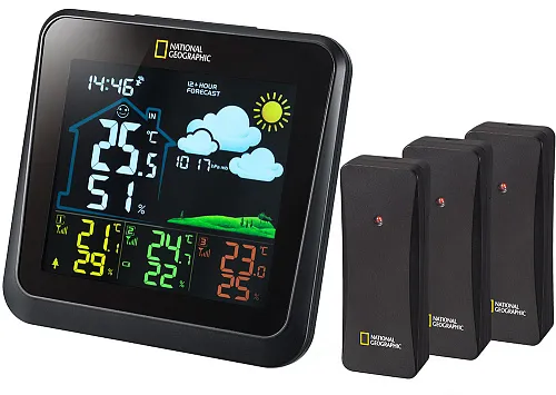 obraz kolorowa stacja meteorologiczna Bresser National Geographic VA z 3 czujnikami zewnętrznymi,  1