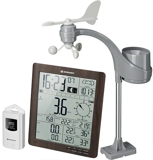 foto stacja meteorologiczna Bresser ClimaTemp XXL o wyglądzie drewna,  1