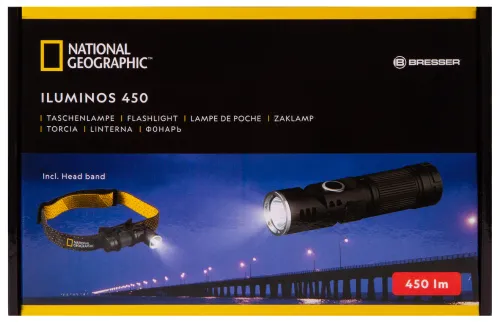 zdjęcie latarka Bresser National Geographic ILUMINOS 450 LED z mocowaniem na głowę,  12