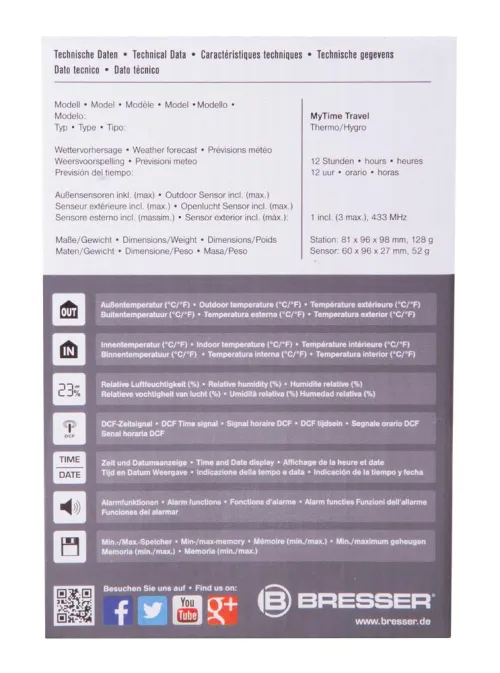 fotografia stacja meteorologiczna Bresser MyTime Travel  z budzikiem,  12