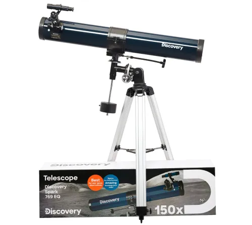 foto teleskop Levenhuk Discovery Spark 769 EQ z książką,  2