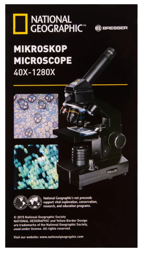 zdjęcie mikroskop Bresser National Geographic o powiększeniu 40–1280 razy z uchwytem do smartfonu,  21