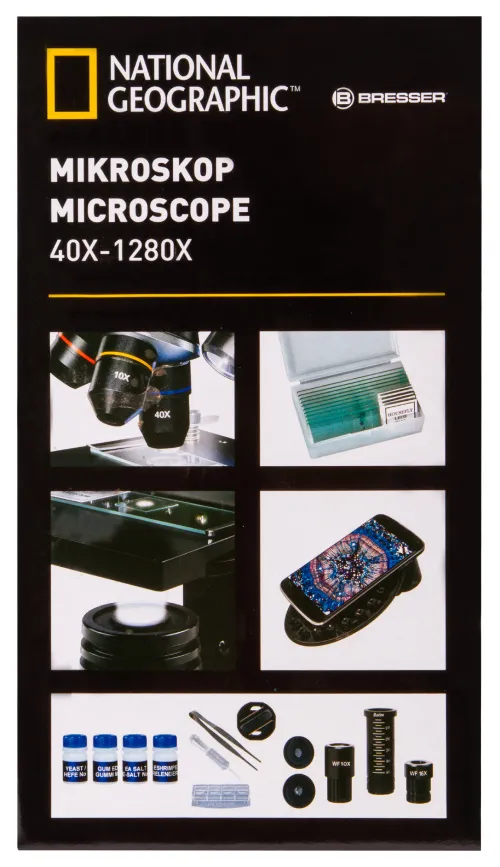 zdjęcie mikroskop Bresser National Geographic o powiększeniu 40–1280 razy z uchwytem do smartfonu,  20
