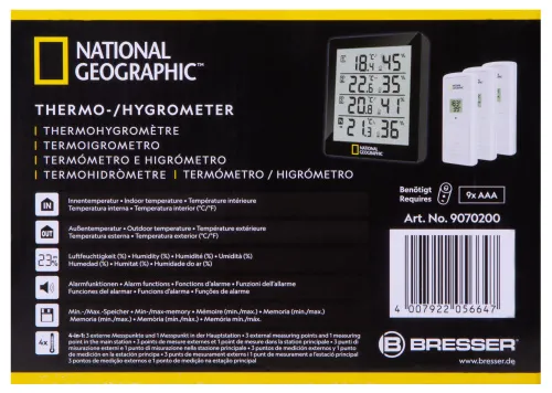 fotografia termohigrometr Bresser National Geographic dla 4 zakresów pomiarowych, czarny,  12