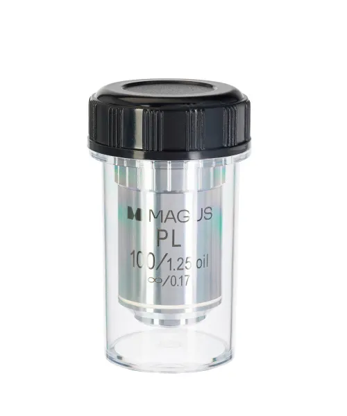 foto obiektyw planarny z korekcją do nieskończoności MAGUS MP100 OIL 100x/1,25 ∞/0,17,  2