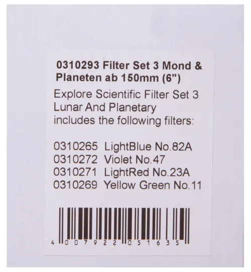 foto zestaw filtrów Explore Scientific N3,  12