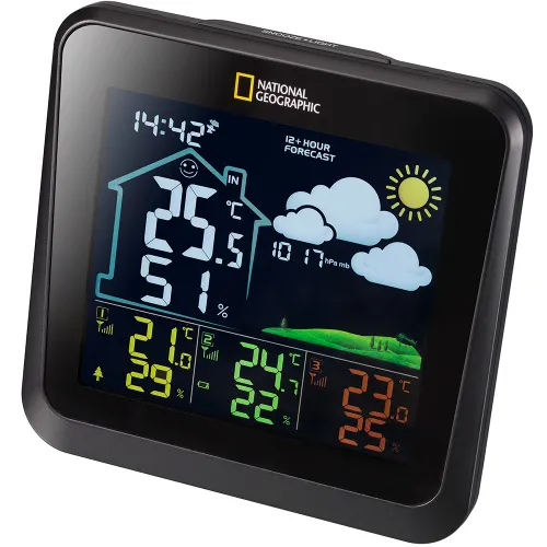 obraz kolorowa stacja meteorologiczna Bresser National Geographic VA z 3 czujnikami zewnętrznymi,  3