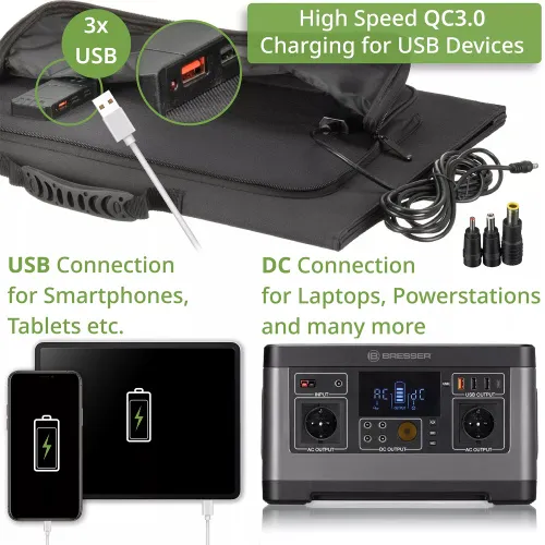 obraz przenośna ładowarka słoneczna Bresser 90 W z przyłączem USB,  7