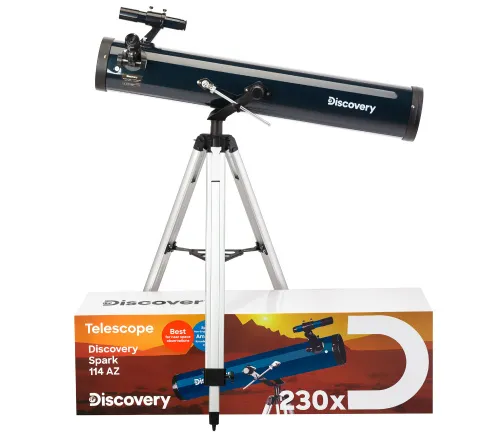 zdjęcie teleskop Levenhuk Discovery Spark 114 AZ z książką,  2