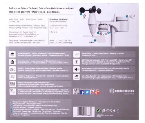 foto stacja meteorologiczna Bresser 5-in-1 z kolorowym wyświetlaczem, czarna,  14