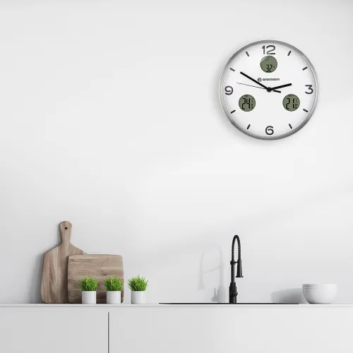 foto zegar ścienny Thermo/Hygro Optus MyTime Bresser MyTime io NX 30 cm, biały,  3
