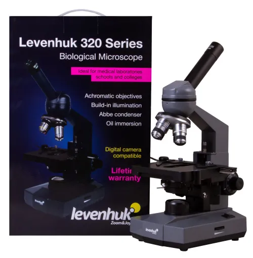 foto monokularowy mikroskop biologiczny Levenhuk 320 PLUS,  16