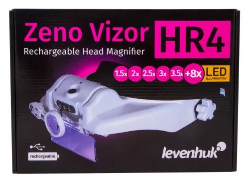 zdjęcie lupa nagłowna Levenhuk Zeno Vizor HR4 z akumulatorem,  12