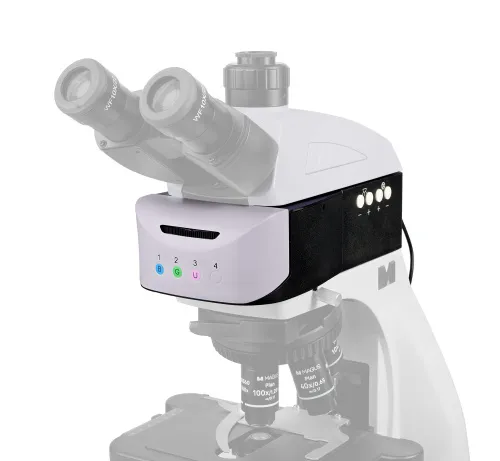 obraz przystawka epi-fluorescencyjna MAGUS Epi-FL04M LED, kostki z filtrem fluorescencyjnym B/G/UV,  13