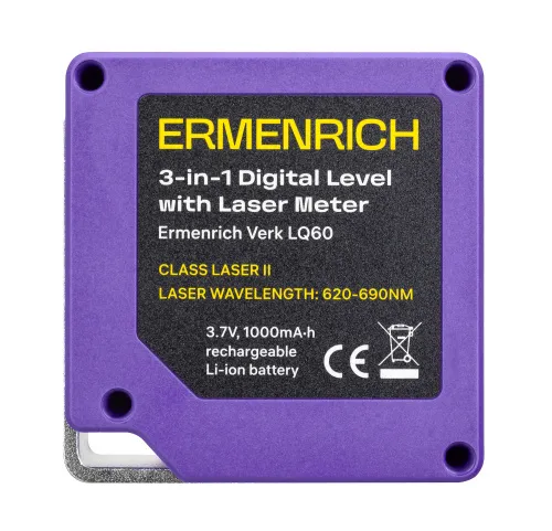 obraz poziomica cyfrowa z dalmierzem laserowym 3-w-1 Ermenrich Verk LQ60,  8