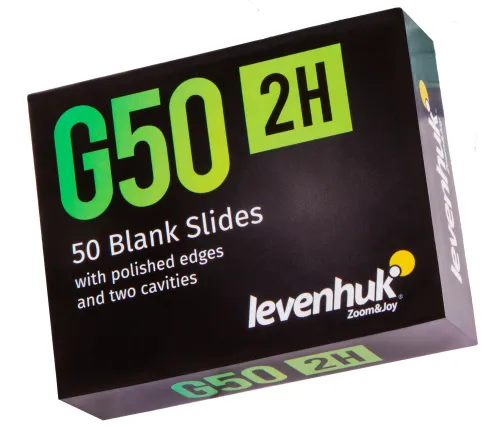 obraz szkiełka podstawowe Levenhuk G50 2H z dwoma łezkami, 50 sztuk,  7