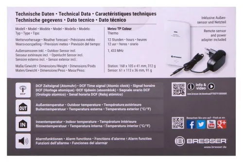 zdjęcie zegar projekcyjny Bresser z kolorowym wyświetlaczem, czarny,  13
