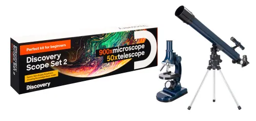 foto zestaw Levenhuk Discovery Scope 2 z książką,  2