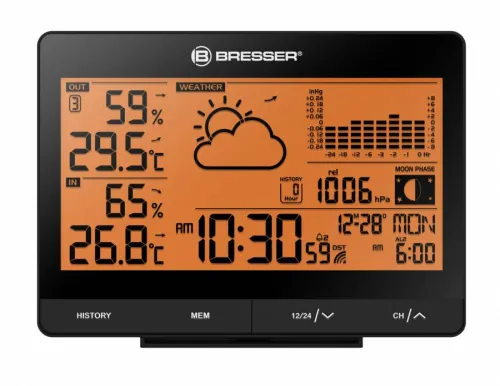 fotografia stacja meteorologiczna Bresser Tendence WSX z całodobowym wykresem ciśnienia barometrycznego,  3