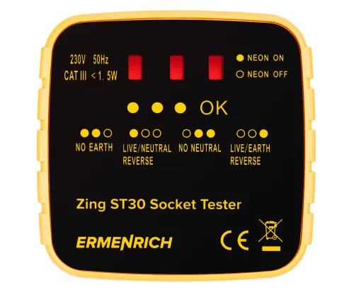 foto tester do gniazd sieciowych Ermenrich Zing ST30,  2